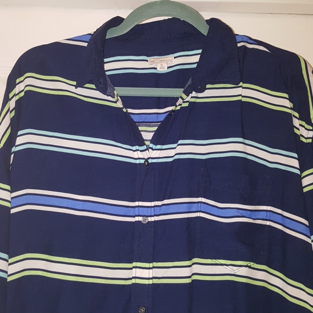 Gap Blue Striped Button Up Blouse XL - Picture 2 of 4